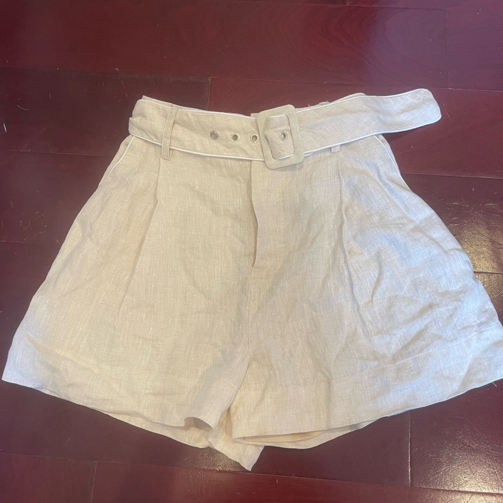 STAUD Eris Linen Belted Shorts NWOT